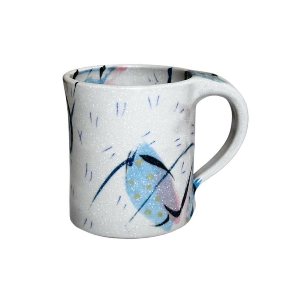 80s Vibes Studio Pottery Abstract Floral Pattern Coffee Tea Mug  Cup